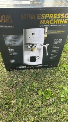 Thyme & Table Barista Mini Espresso Machine, TT1585R 15-Bar Pressure Sand White