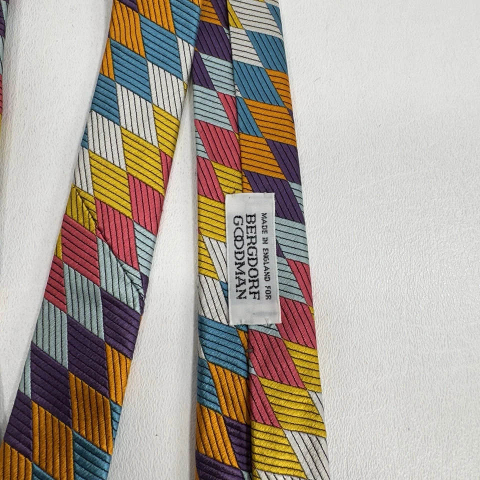 Richard James Bergdorf Goodman Multi-Color Diamond Pattern All Silk Tie - Image 3 of 4