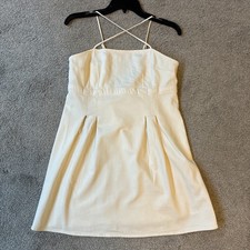 American Eagle Y2K Babydoll Cross Strap Dress Womens Sz M Natural Boho Mini