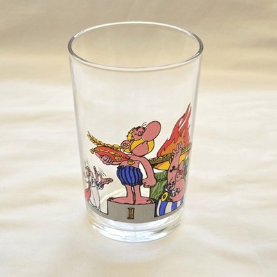 Art Juice Glass Asterix Obelix DARGAUD Paris 1968 UDERZO Design 20th France 4''T