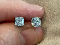 1.50 Ct Cushion Cut Natural HPHT Diamond Stud Earrings 925 Silver 14K Gold