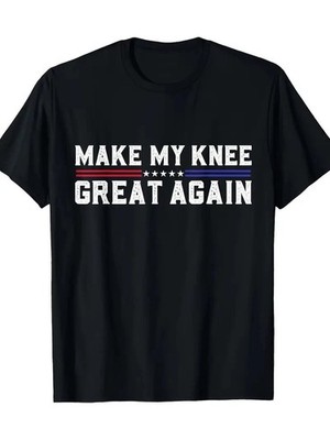 Funny Knee Surgery Recovery T-Shirt Patriotic American Flag Mens Graphic Tee