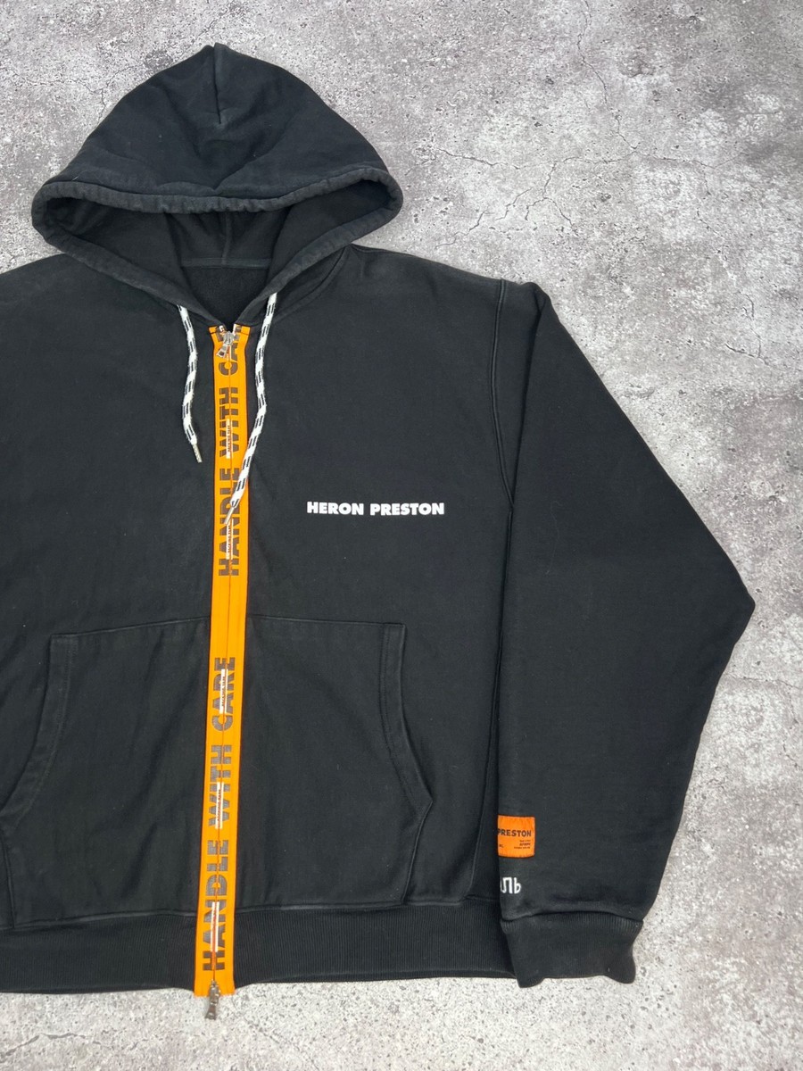 Heron Preston Handle With Care Zip Hoodie Black Men's size L | eBay