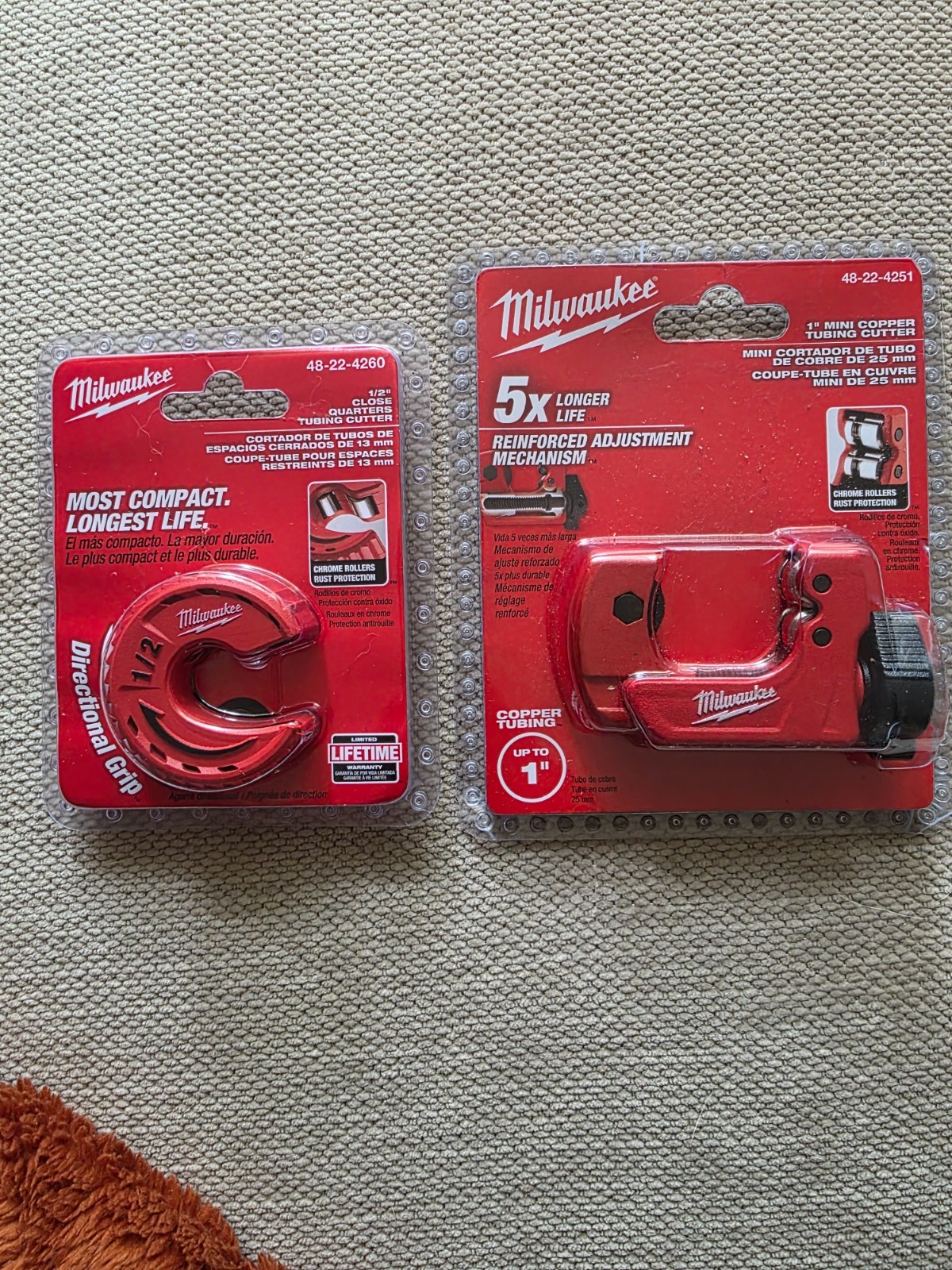 Milwaukee Copper Tubing Cutter Lot 48-22-4251 1" + 48-22-4260 1/2" NEW
