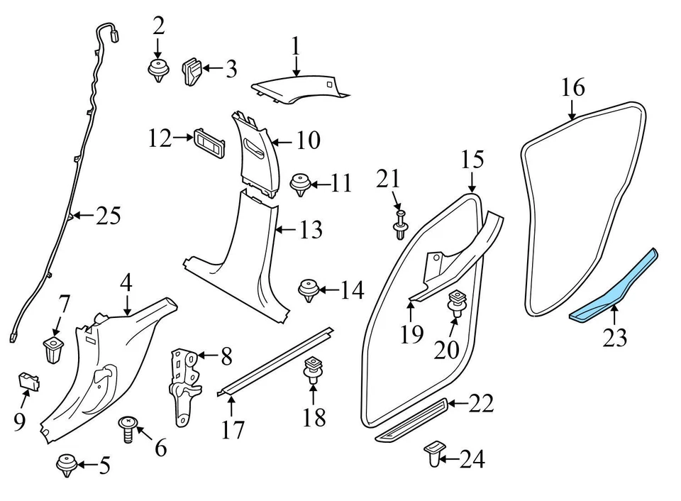 2014-2017 BMW 328D XDRIVE - REAR LEFT DOOR SILL / Scuff Panel 7263313 - Image 3 of 4