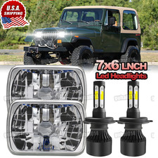 For Jeep Wrangler Yj 1987-1995 5x7 7x6 Square Led Headlights High Low Beam Drl
