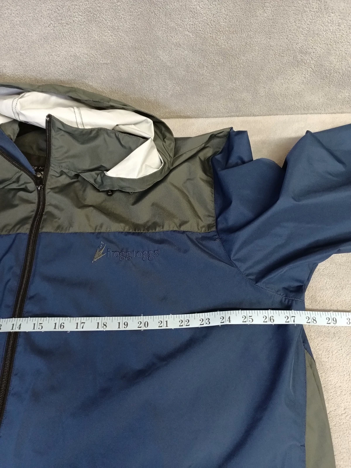 Frogg Toggs Rain Jacket Men's XL /XXL Blue Gray Hooded Packable Full Zip image 6