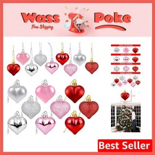 Durable  Lightweight Heart Ornaments - 36pcs Red, Pink, Silver for Celebrations