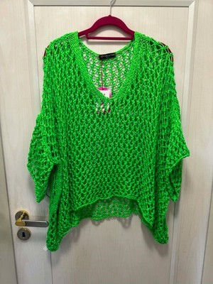 New- hole sweater ''bang green'' lagenlook, oversized sleeve, VA 50/52/54/56/58