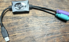 Adesso ADP-PU21 USB to Dual PS/2 Female Adapter Converter Black Round Cable