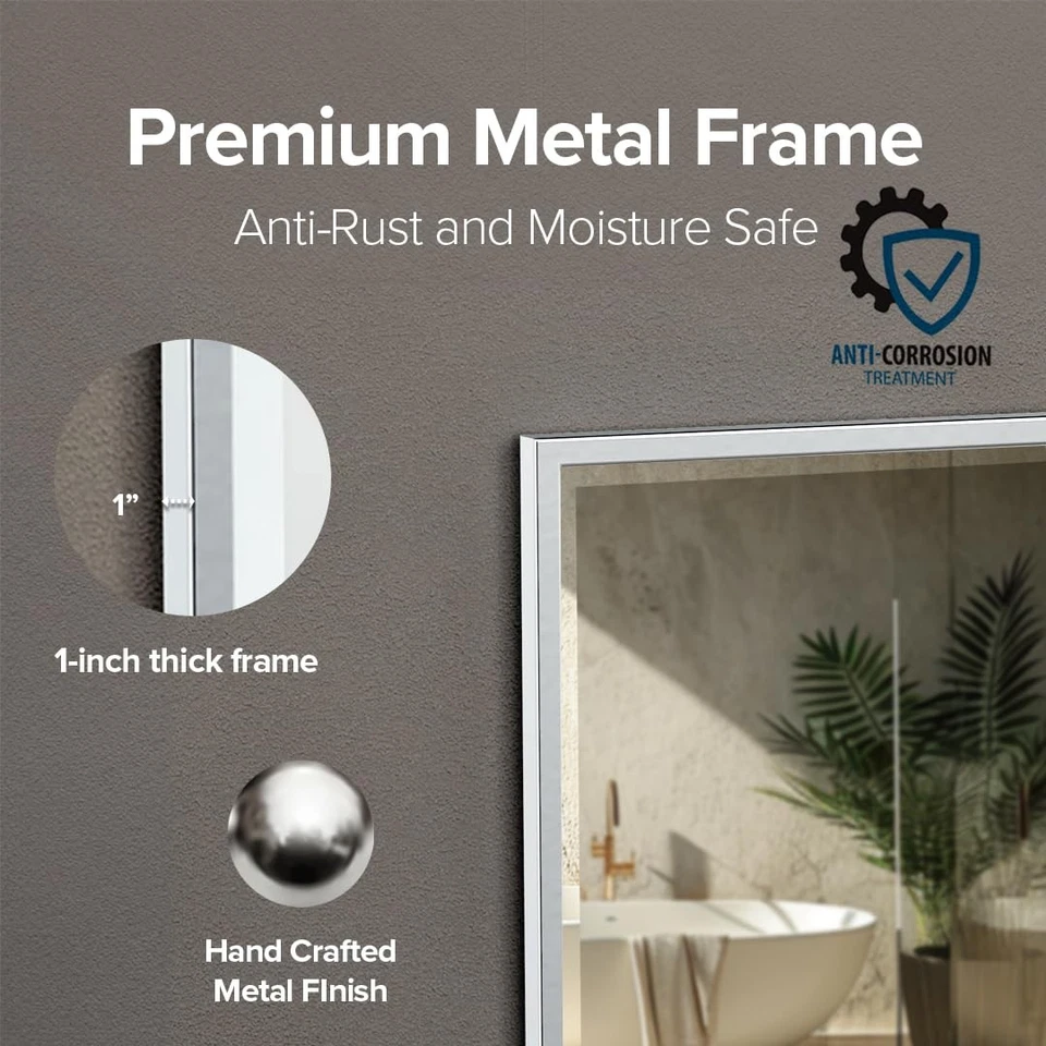 1822 Bathroom Wall Mirror, 33"H x 25"W Modern mirror for Living Room, Vanity,... - Image 3 of 4