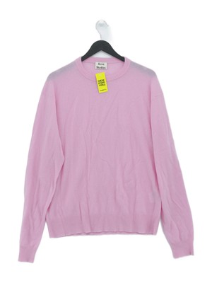Acne Studios Herren Pullover XL Rosa Wolle mit Nylon Rundhals Pulli