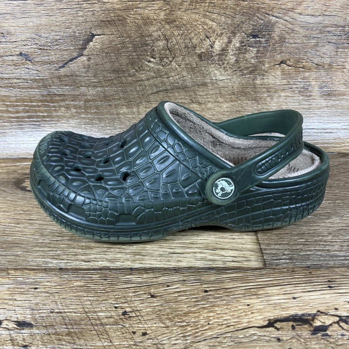 完売商品 emostanceclub REAL CROC LEATHER Crocs Green Crocodile Skin Texture Faux Fur Lined Mens 3 - Women's