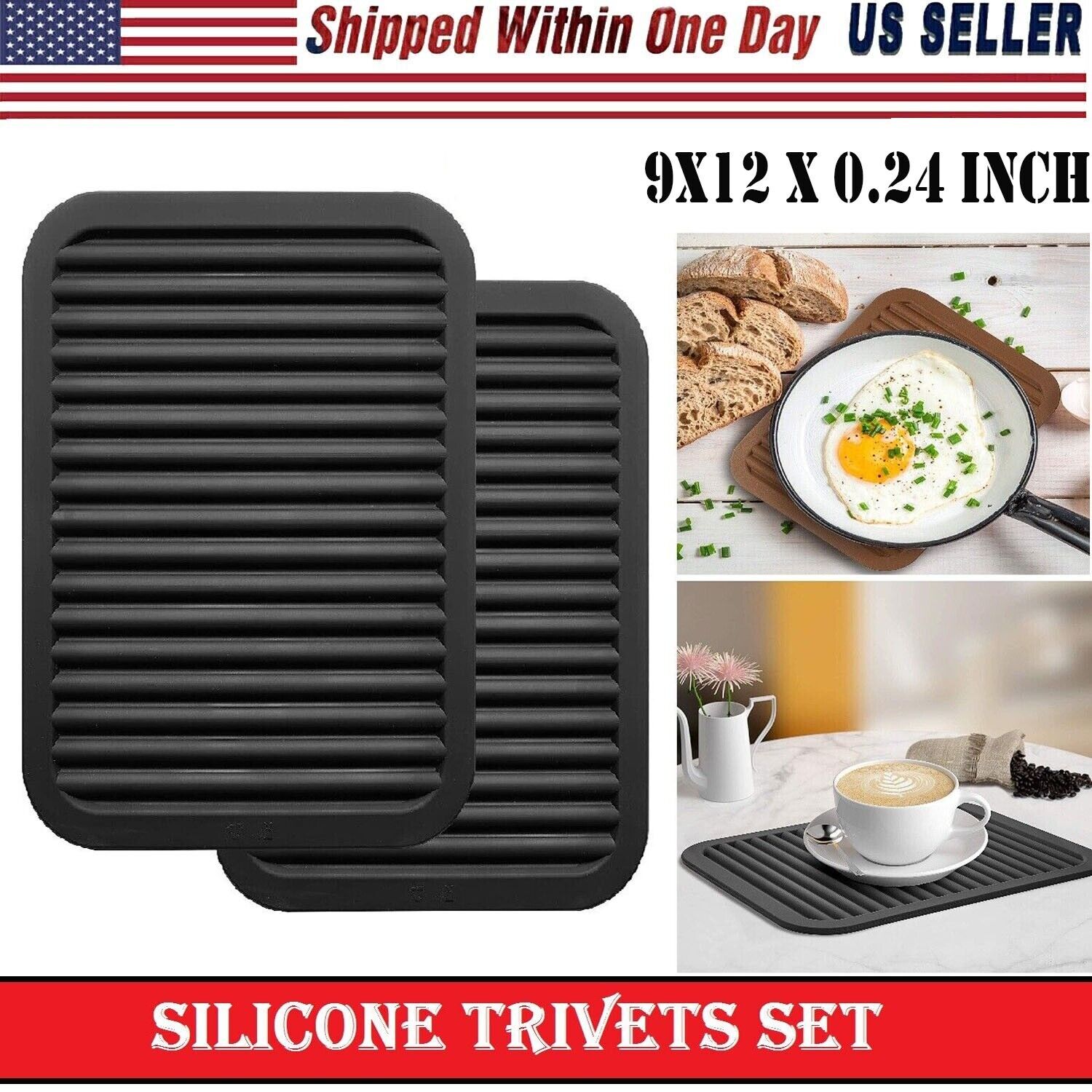 2 x Non-Slip Heat Resistant Silicone Kitchen Trivet Mat Pan Hot