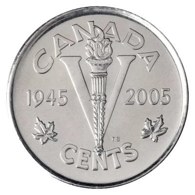 Canada 1945 - 2005 P VE Victory Day 60th Anniversary 5 Cent Nickel