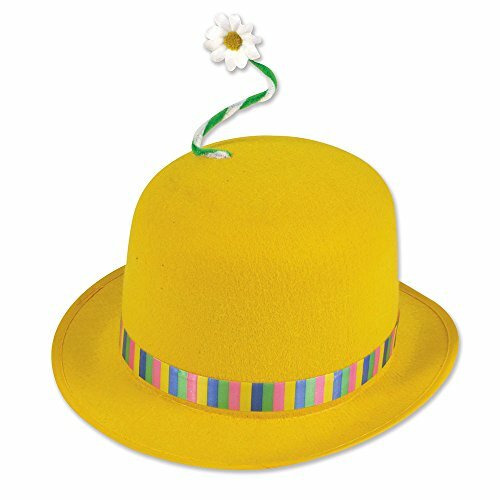 Bristol Novelty Bh566 Clown Bowler Hat Yellow With Flower One Size for