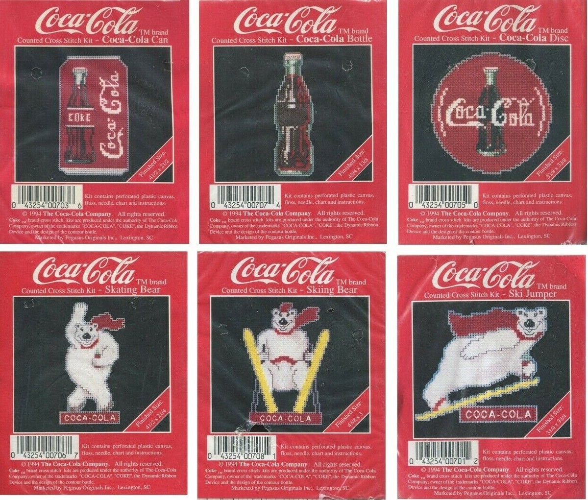 Coca Cola cross stitch kits U-CHOOSE plastic canvas, Pegasus 9