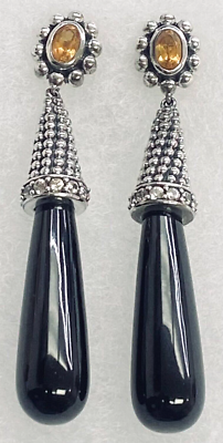 QVC Generation Gems Sterling Beaded Texture Black Jade Gemstone