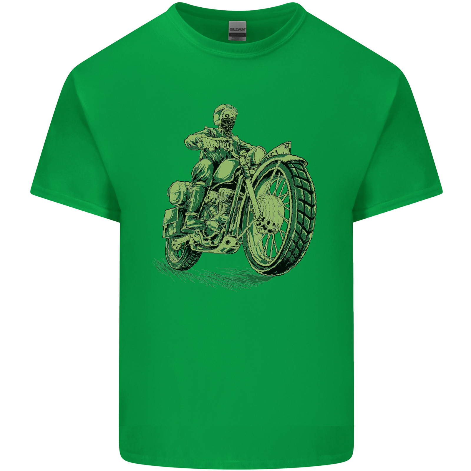 Camiseta Biker Verde Cafe Racer Motocicleta Para Niños