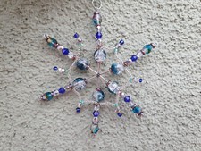 Snowflake Christmas tree ornament glass beads 85 mm 02