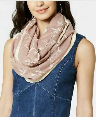 INC International Concepts Embroidered Spring Loop Scarf Pink