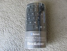 Brand New Brookstone Bluetooth Wireless Roll-Up Keyboard 682369 Black