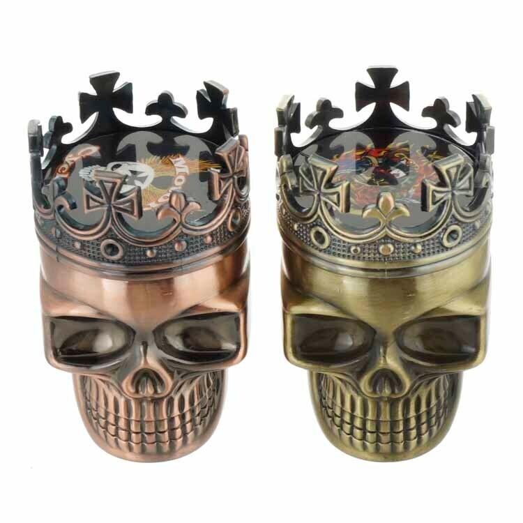 3 Piece Skull Metal Alloy Tobacco Spice Grinder Crusher USA Seller