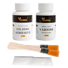 Gold Leaf Adhesive, 6.8oz Gilding Adhesive Set, Metal Leaf Glue and Varnish f...