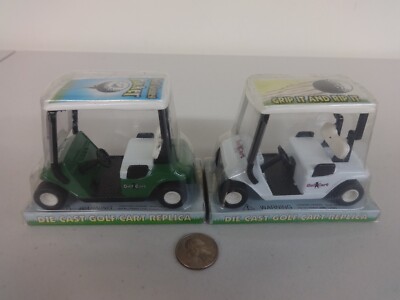 2 diff. Color Diecast Golf Carts - Green & White - MIP