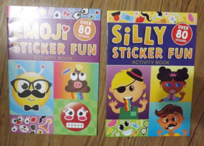 2 NEW Emoji & silly face Sticker Fun Activity Books create 24 pages 160+ sticker