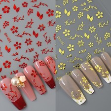 Image of Nail Art Stickers 3D Foil Effect Flower UK Post