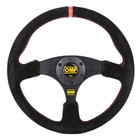 <!--F#f_0-->350mm 14' OMP Genuine Suede Leather Red Stitching Flat Sport Steering Wheel #R<!--F/-->