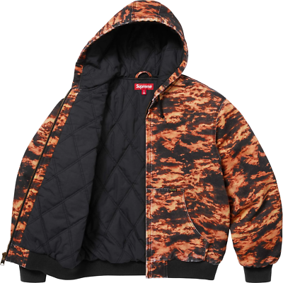 Buy Supreme AOI Embroidered Hooded Work Jacket Black Flames
