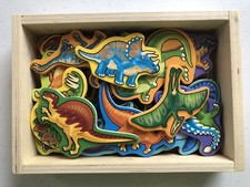 Melissa  Doug Wooden Magnetic Dinosaurs Set 18 Magnets EXCELLENT 