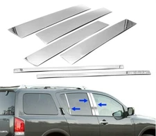 For 2005-2015 Nissan Armada Stainless Steel Chrome Window Door Pillar Post Trim
