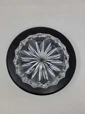 Vintage CRYSTAL Cigar Ashtray Cut Crystal 8 inch Round Ashtray Starburst Design