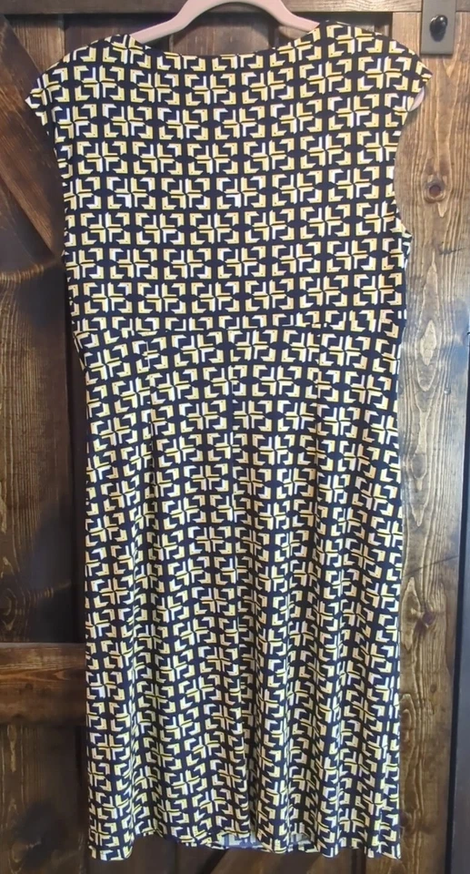 Vestido envolvente sintético elástico sin mangas Lauren Ralph Lauren talla 14 amarillo negro  Foto 4 de 4