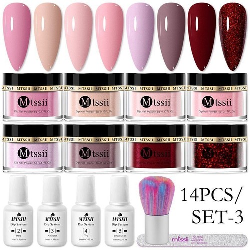 Juego de polvo de uñas de inmersión de 5 g sistema de inmersión en polvo brillo de uñas desnudo kit de uñas arte - Imagen 27 de 77