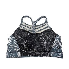 Prana Bra Size Small Riestling Strappy Cage Sports Bra Black Mosaic Polyester