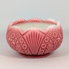 1980s Carved Wax Candle Lotus Flower Bowl Ombre Pink D'kei made with EAPG Mold