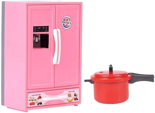 Miniature Plastic Toy Refrigerator &Toy Cooker (combo of 2 for kids) - 第 1/9 張圖片