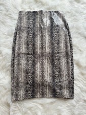 Express Faux Leather Snake Print Cream Blk Pencil Skirt Sz S NWT