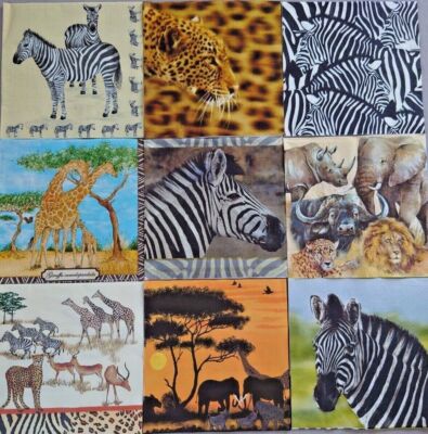 4 Servietten Tiere Afrikas Leopard Giraffe Zebra verschiedene Motive zur Auswahl