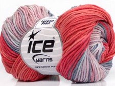 8-Skein Lot Lorena Print Yarn light cotton salmon pink blue shades
