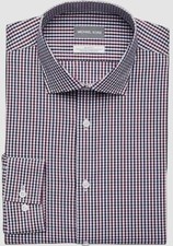  85 Michael Kors Men Slim-Fit Blue Check Dress Shirt Size 15 34/35