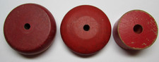 VINTAGE Lot of 3 WHEELS, 1-Hole Replacement Pieces, 3 different sizes, red color