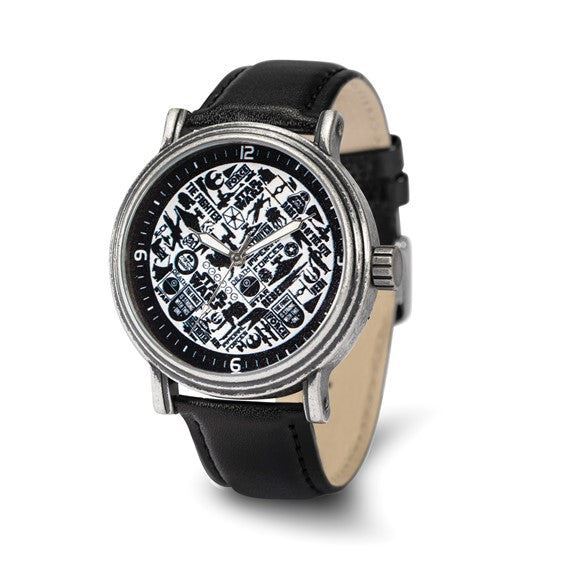 Star Wars Yoda, R2-D2, Darth Vader, C-3PO Men's Leather Watch