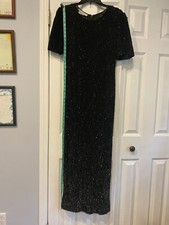 Scala Black Beaded Evening Gown 100 Percent Silk Lined