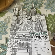 NY, 2 Sided Black  White, 5 Foldable Coloring Stand Up Poster Of NYC Themes