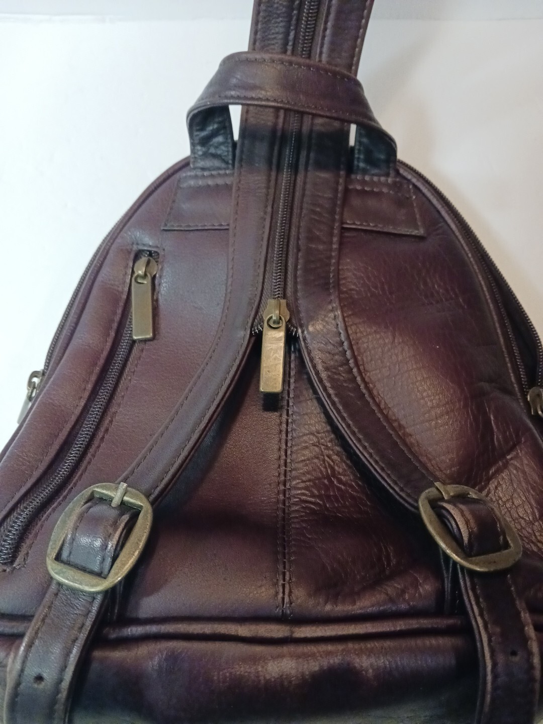 Vintage Brown Genuine Leather Small Backpack Purse eBay